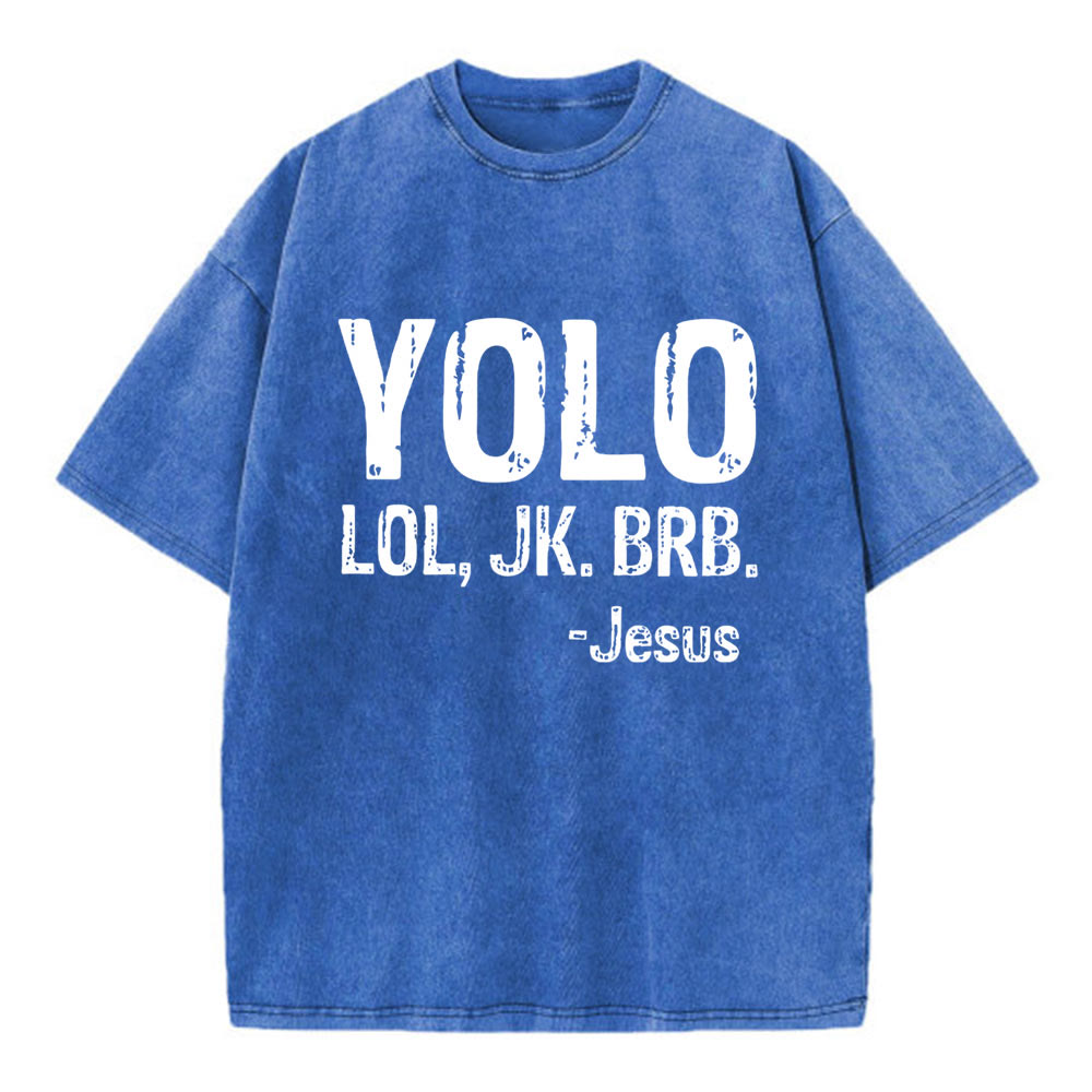 Christianartworkshop YOLO Christian Washed T-Shirt - Royal Blue - 4XL - image 11