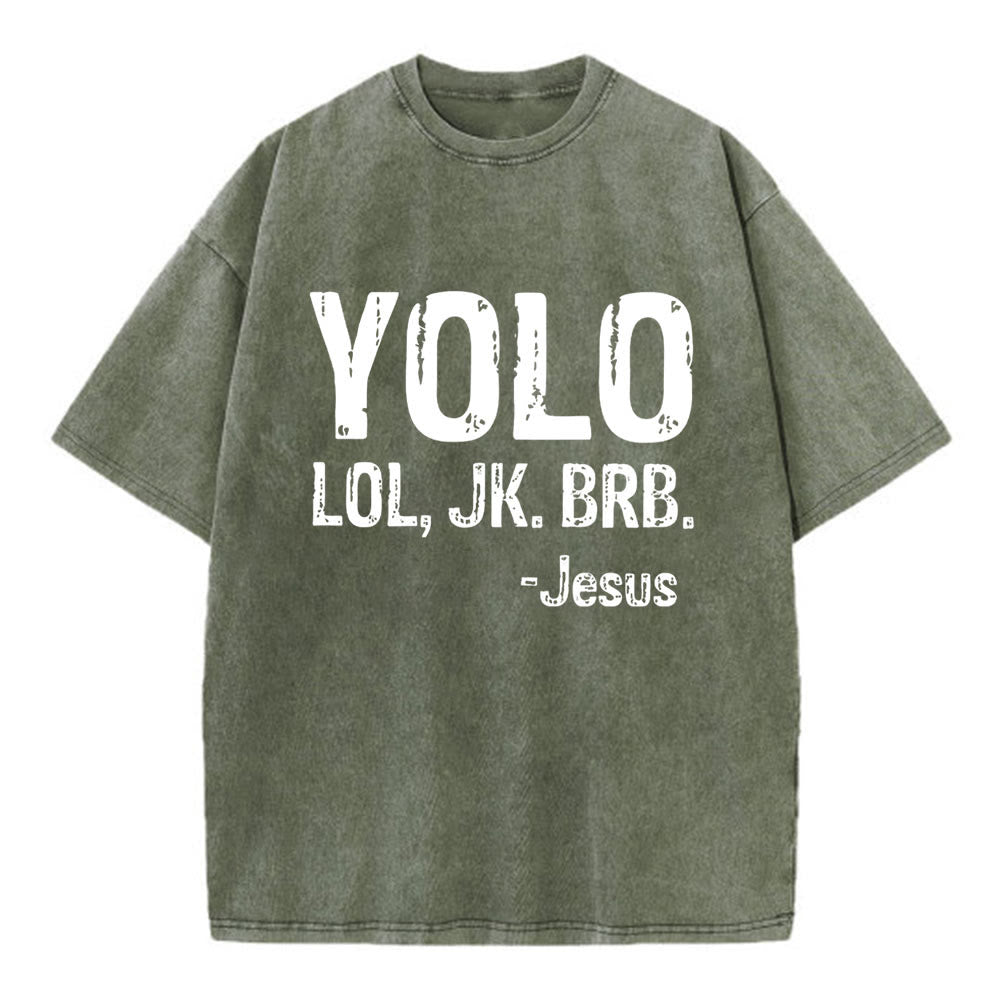 Christianartworkshop YOLO Christian Washed T-Shirt - Army Green - 4XL - image 7