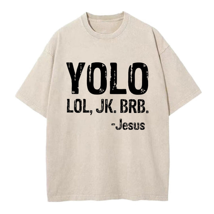 Christianartworkshop YOLO Christian Washed T-Shirt - Beige - 4XL - image 3