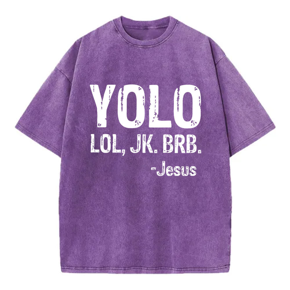 Christianartworkshop YOLO Christian Washed T-Shirt - Purple - 4XL - image 8