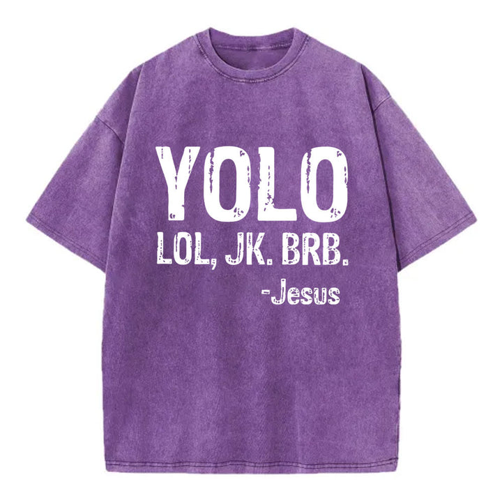 Christianartworkshop YOLO Christian Washed T-Shirt - Purple - 4XL - image 8