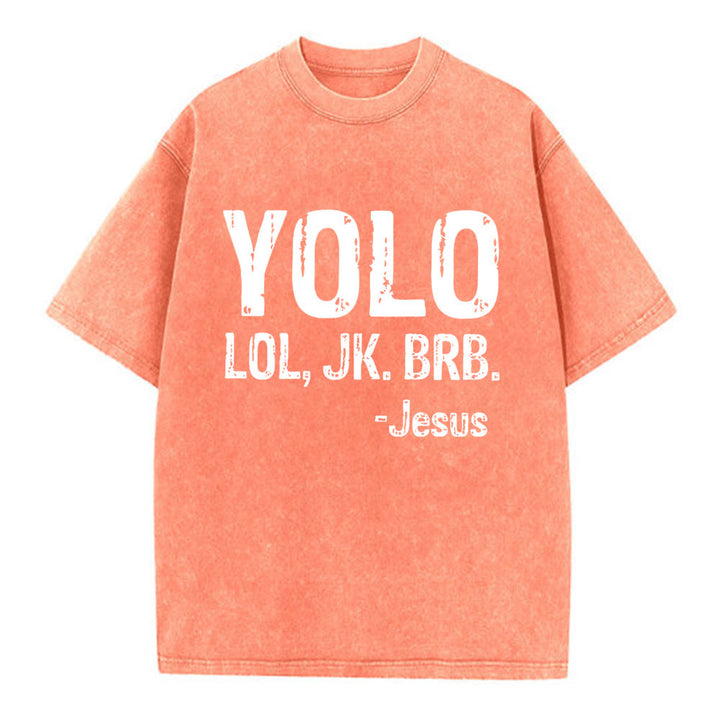 Christianartworkshop YOLO Christian Washed T-Shirt - Orange - 4XL - image 12