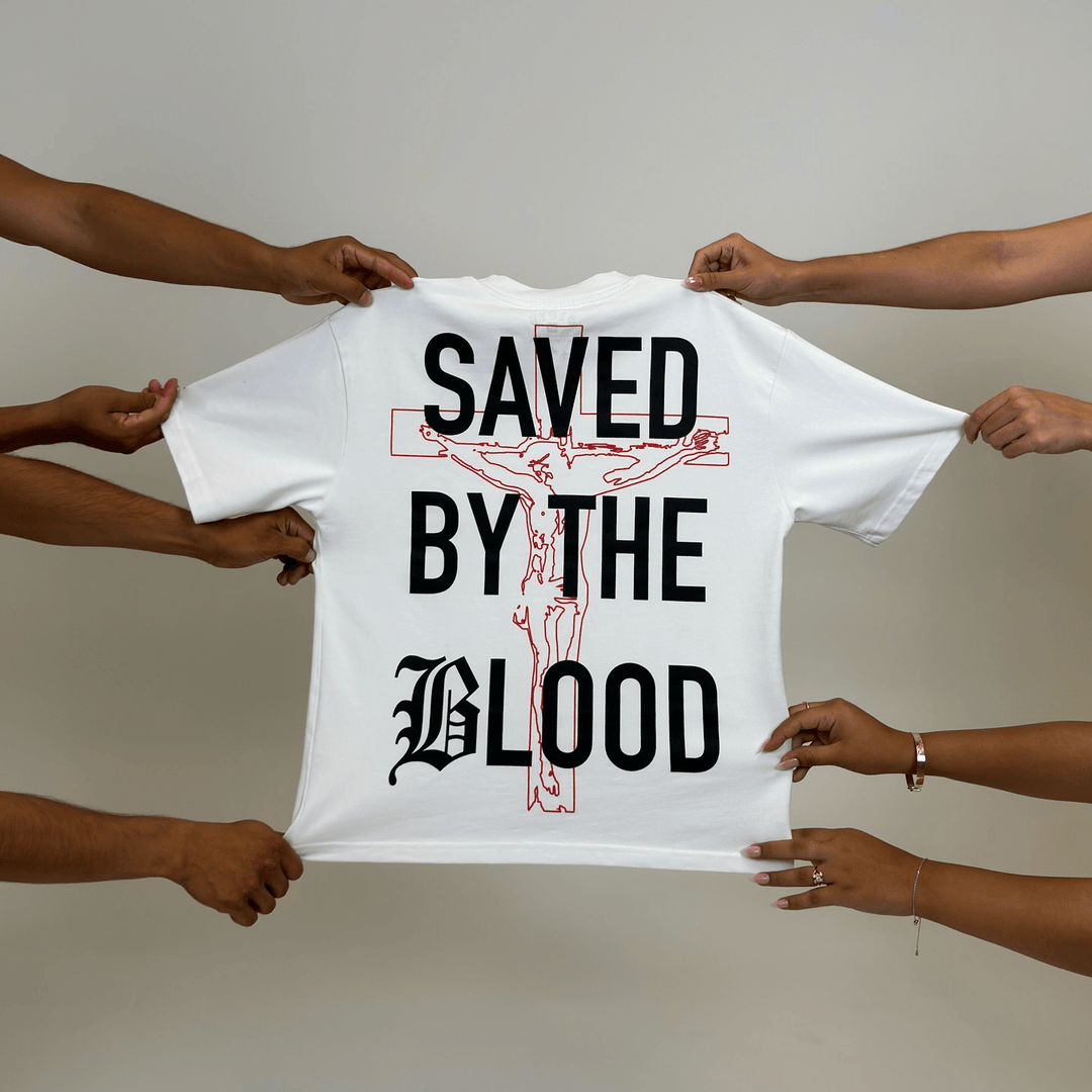 Christianartworkshop Saved By The Lord Cotton T-Shirt - image 7