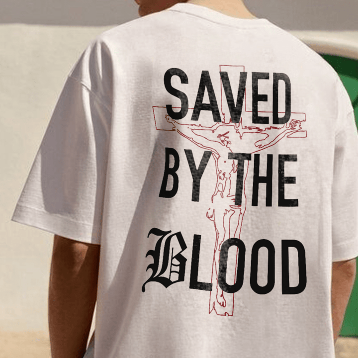 Christianartworkshop Saved By The Lord Cotton T-Shirt - image 5