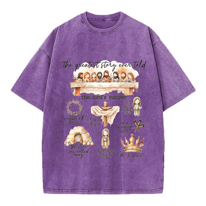 Christianartworkshop Greatest Story Ever Told Christian Washed T-Shirt - Purple - 4XL - image 8