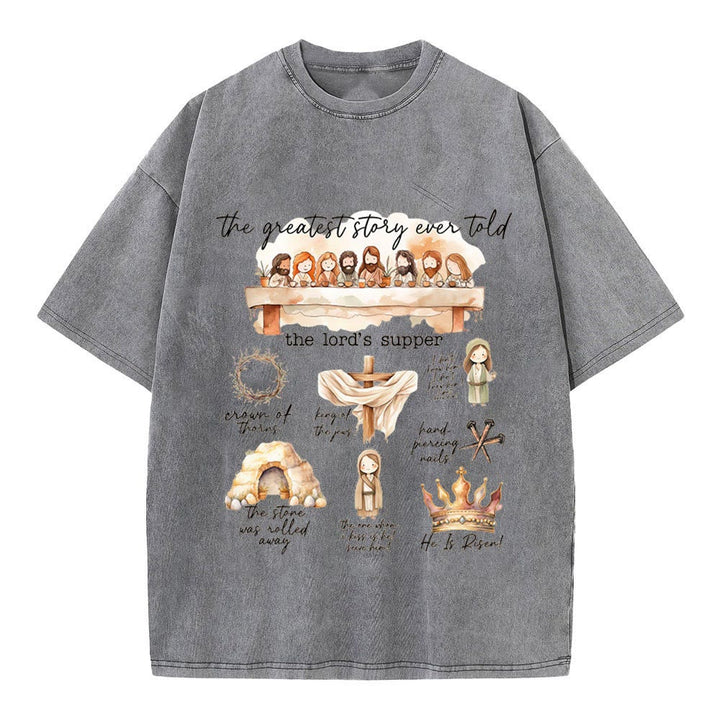 Christianartworkshop Greatest Story Ever Told Christian Washed T-Shirt - Gray - 4XL - image 7