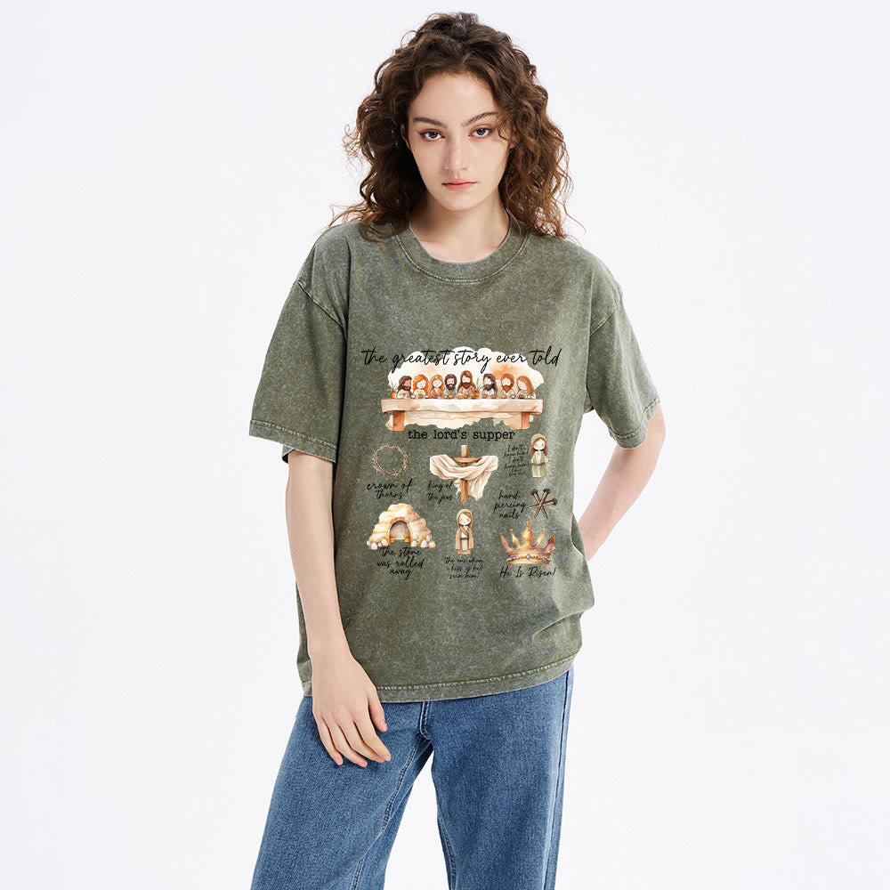 Christianartworkshop Greatest Story Ever Told Christian Washed T-Shirt - image 4