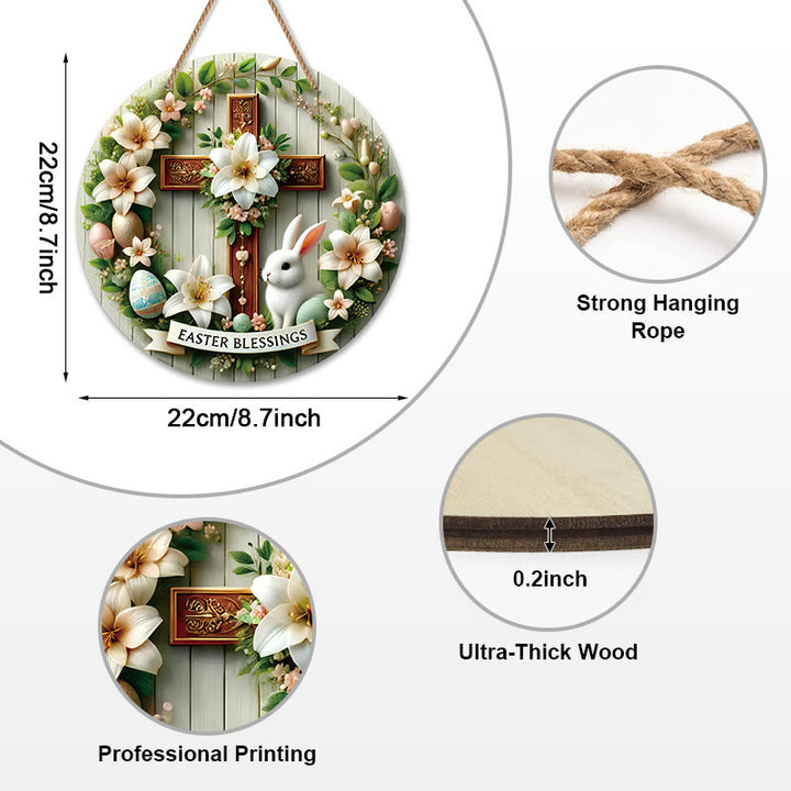 Christianartworkshop Easter Blessing Floral Garden Cross Wooden Hanging Ornament - image 4