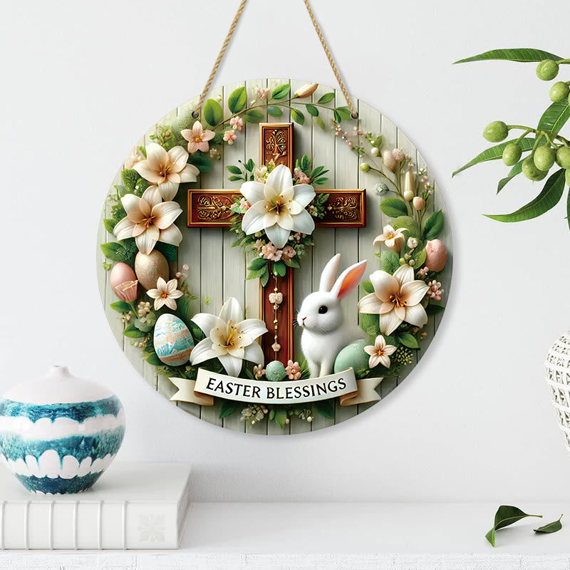 Christianartworkshop Easter Blessing Floral Garden Cross Wooden Hanging Ornament - image 5