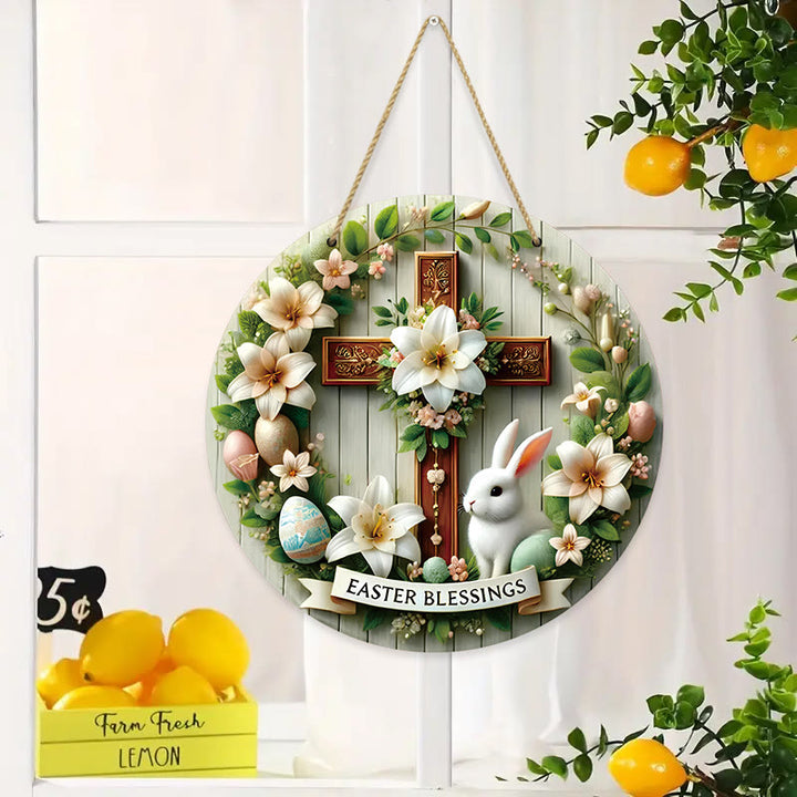 Christianartworkshop Easter Blessing Floral Garden Cross Wooden Hanging Ornament - image 6