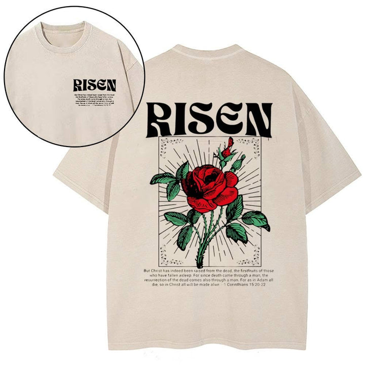 Christianartworkshop Risen Christian Washed T-Shirt - Beige - 4XL - image 1