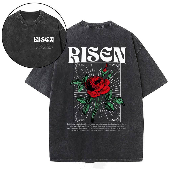 Christianartworkshop Risen Christian Washed T-Shirt - Black - 4XL - image 6