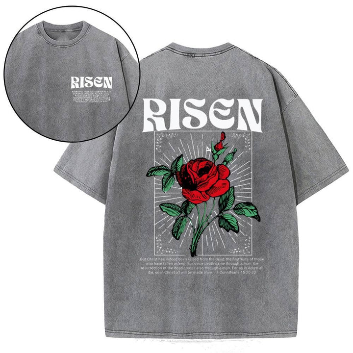Christianartworkshop Risen Christian Washed T-Shirt - Gray - 4XL - image 7