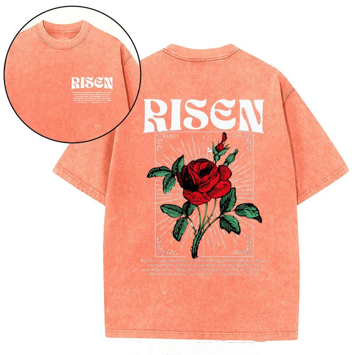 Christianartworkshop Risen Christian Washed T-Shirt - Orange - 4XL - image 14