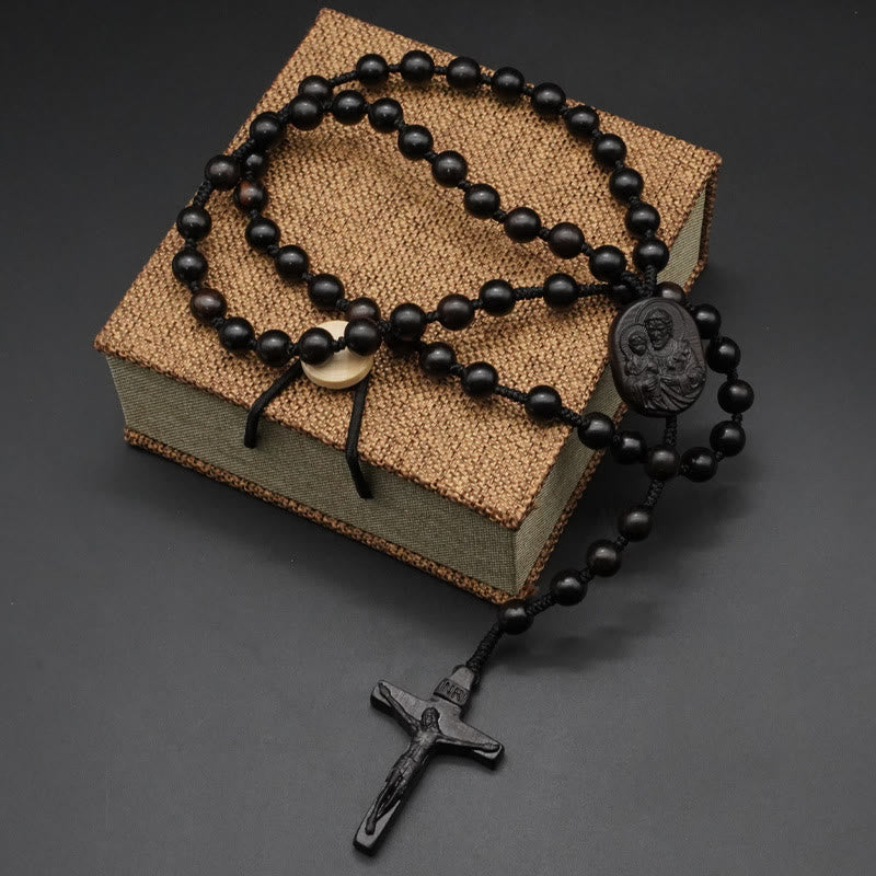 Christianartworkshop Olive Wood Beads Crucifix Prayer Rosary - Ebony-8mm - image 5