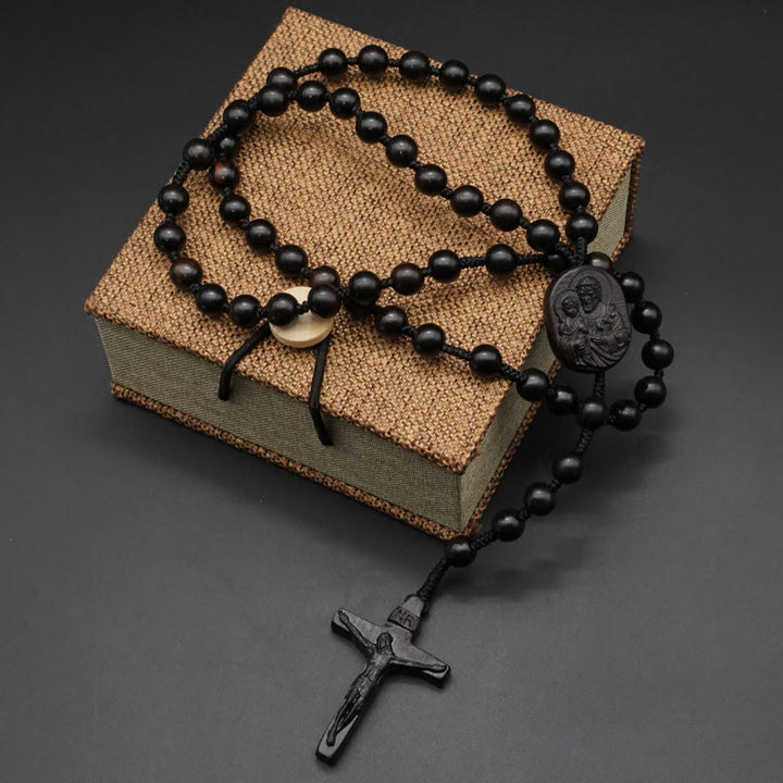 Christianartworkshop Olive Wood Beads Crucifix Prayer Rosary - Ebony-8mm - image 5