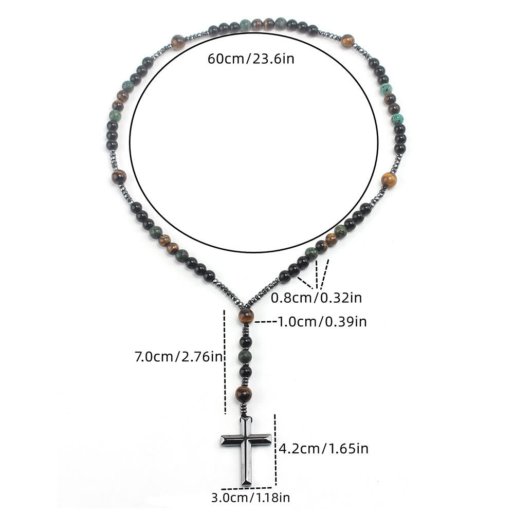 Christianartworkshop 8mm African Turquoise & Yellow Tiger Eye Stone Prayer Rosary - image 6