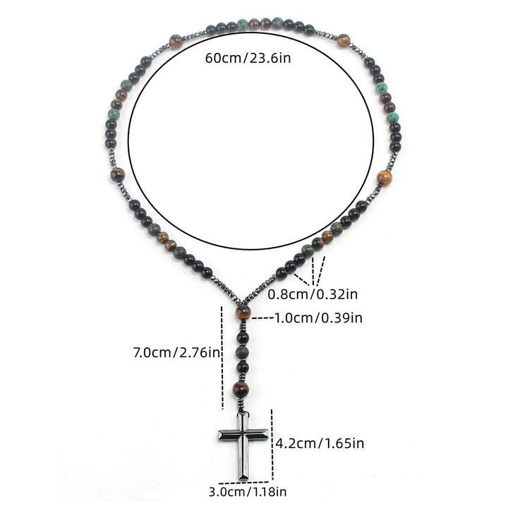Christianartworkshop 8mm African Turquoise & Yellow Tiger Eye Stone Prayer Rosary - image 6