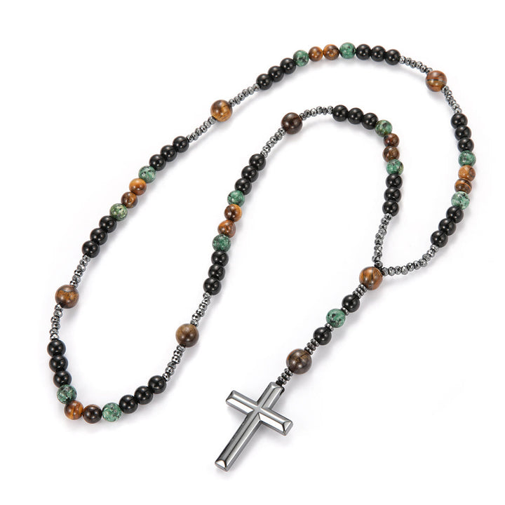 Christianartworkshop 8mm African Turquoise & Yellow Tiger Eye Stone Prayer Rosary - image 5