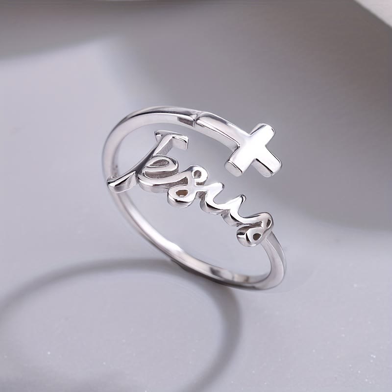 Christianartworkshop Jesus & Cross Ring: A Simple Yet Profound Testament of Faith - Adjustable - image 1