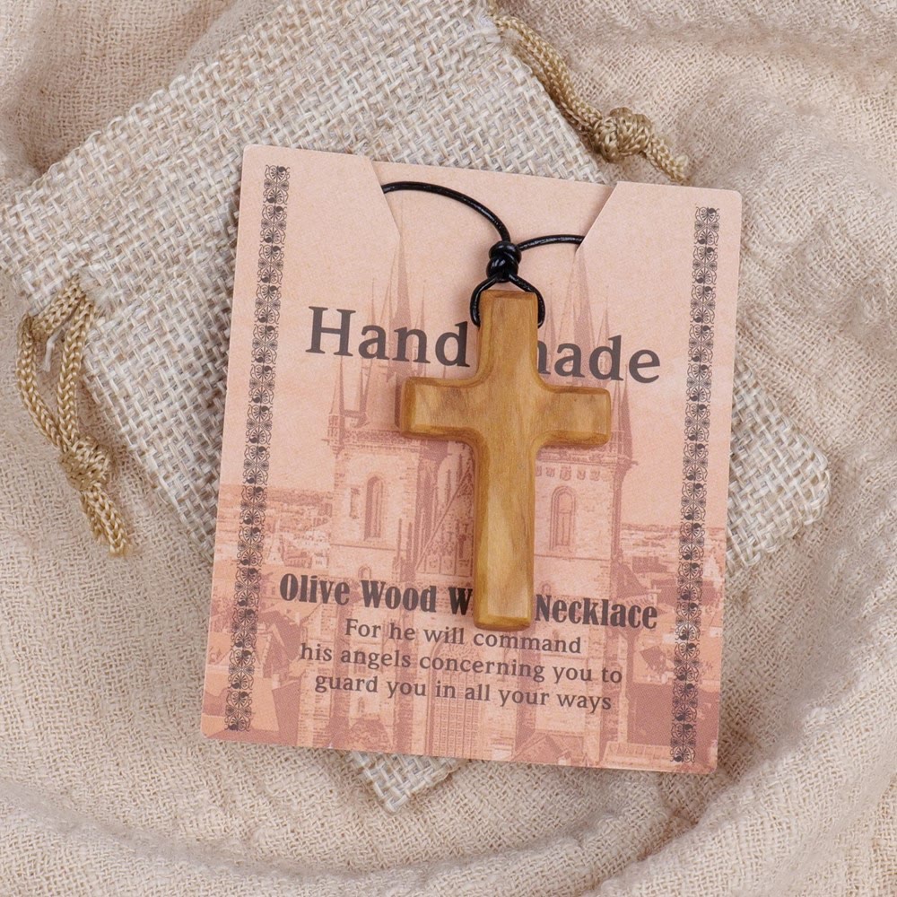 Christianartworkshop Handmade Olive Wood Cross Necklace: A Symbol of Faith and Craftsmanship - Olive Wood - image 1