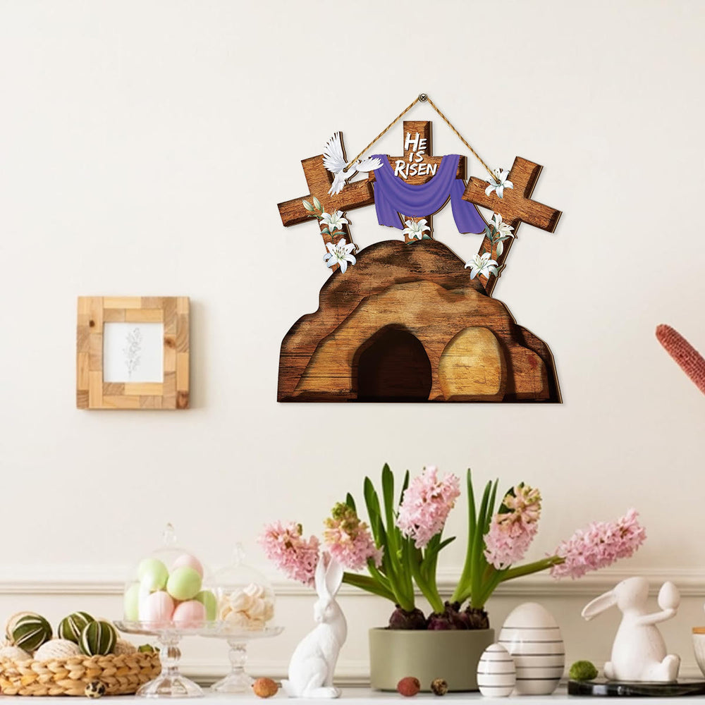 Christianartworkshop Wooden Cross Easter Ornament - Celebrate the Resurrection - image 2