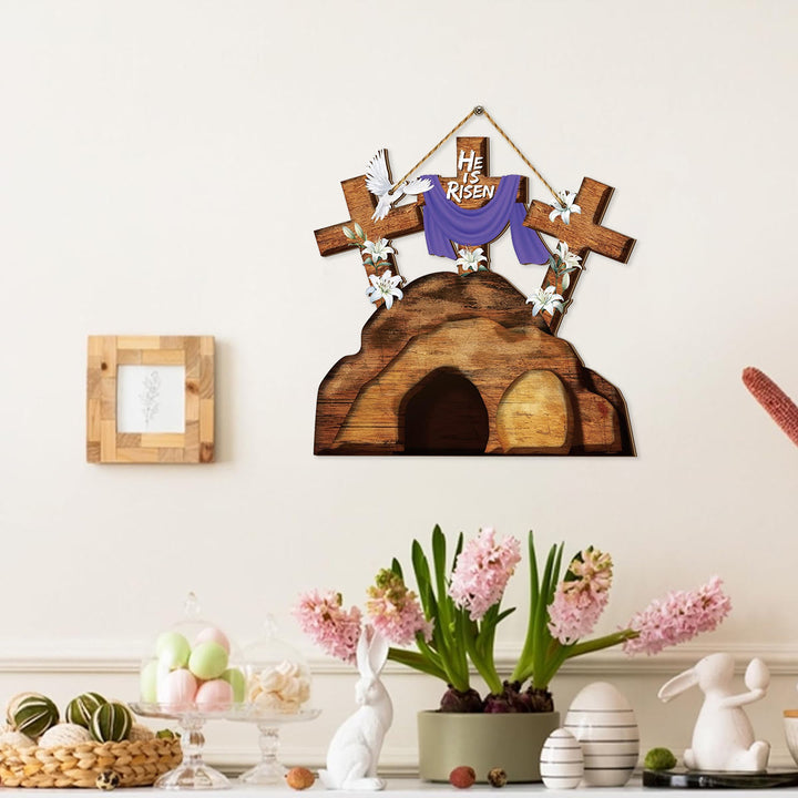 Christianartworkshop Wooden Cross Easter Ornament - Celebrate the Resurrection - image 2