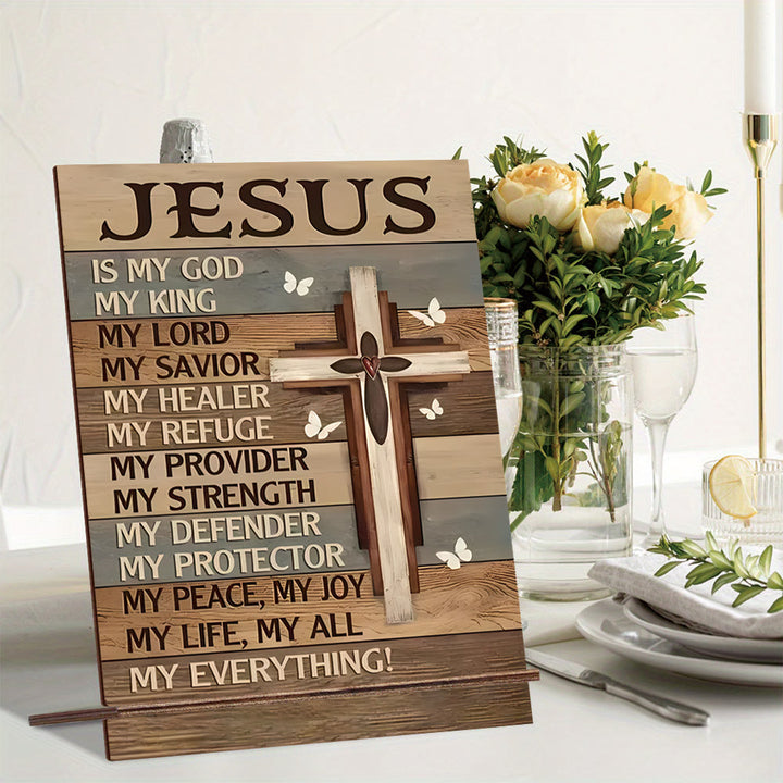 Christianartworkshop Wooden Cross Faith Decorative Plaque - Praise the Glory of Jesus - 11.02''*8.27''*0.2'' - image 1