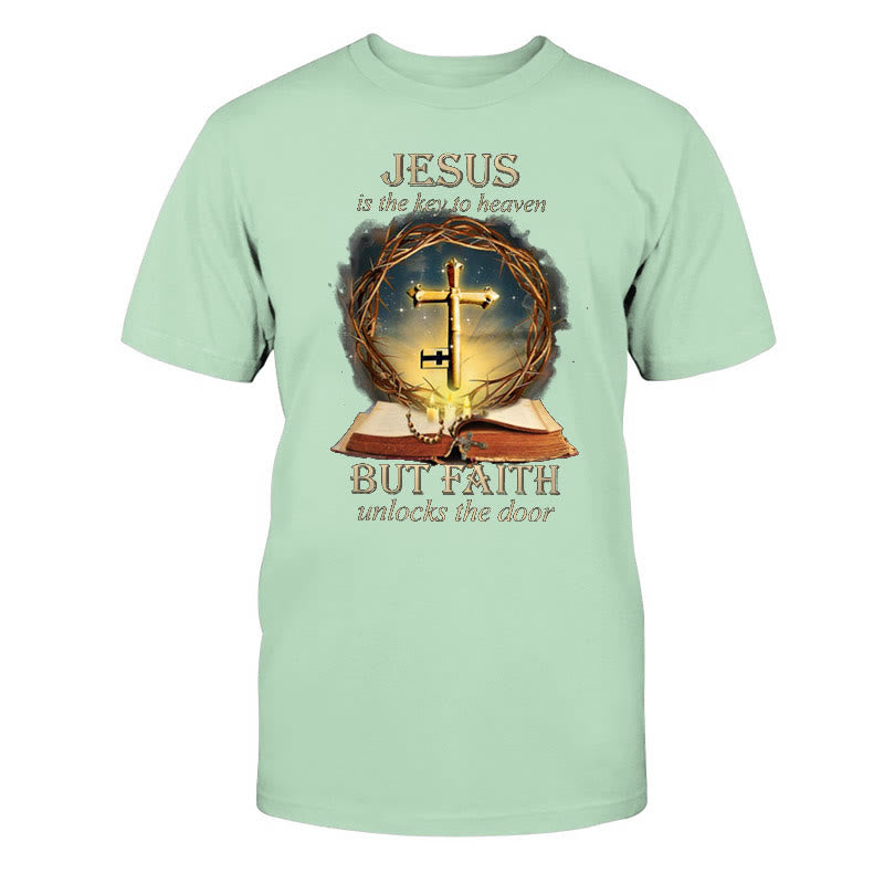 Christianartworkshop Key to Heaven Unisex Cotton T-Shirt - Grass Green - 2XL - image 14