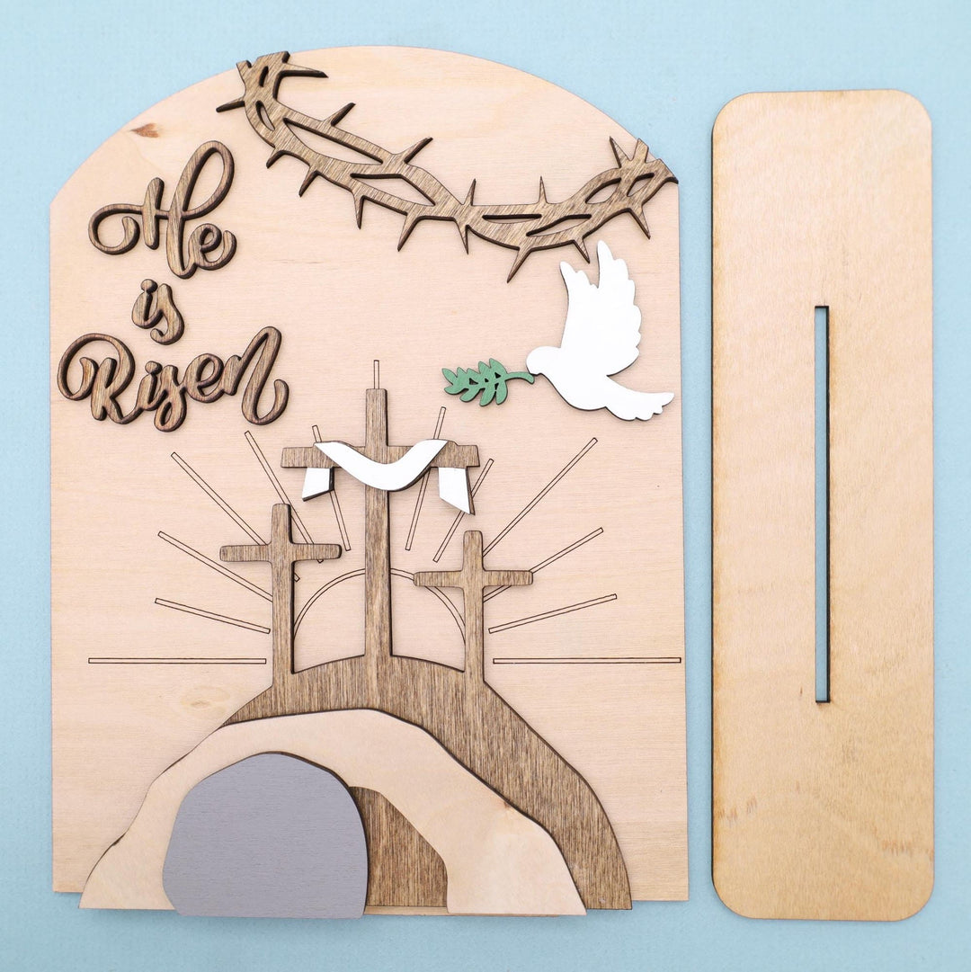 Christianartworkshop "Risen Hope" Easter Icon Set: Decorative Wooden Display with Cross and Tomb Designs - image 6