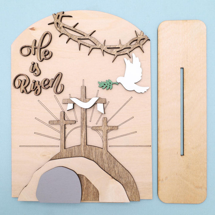 Christianartworkshop "Risen Hope" Easter Icon Set: Decorative Wooden Display with Cross and Tomb Designs - image 6