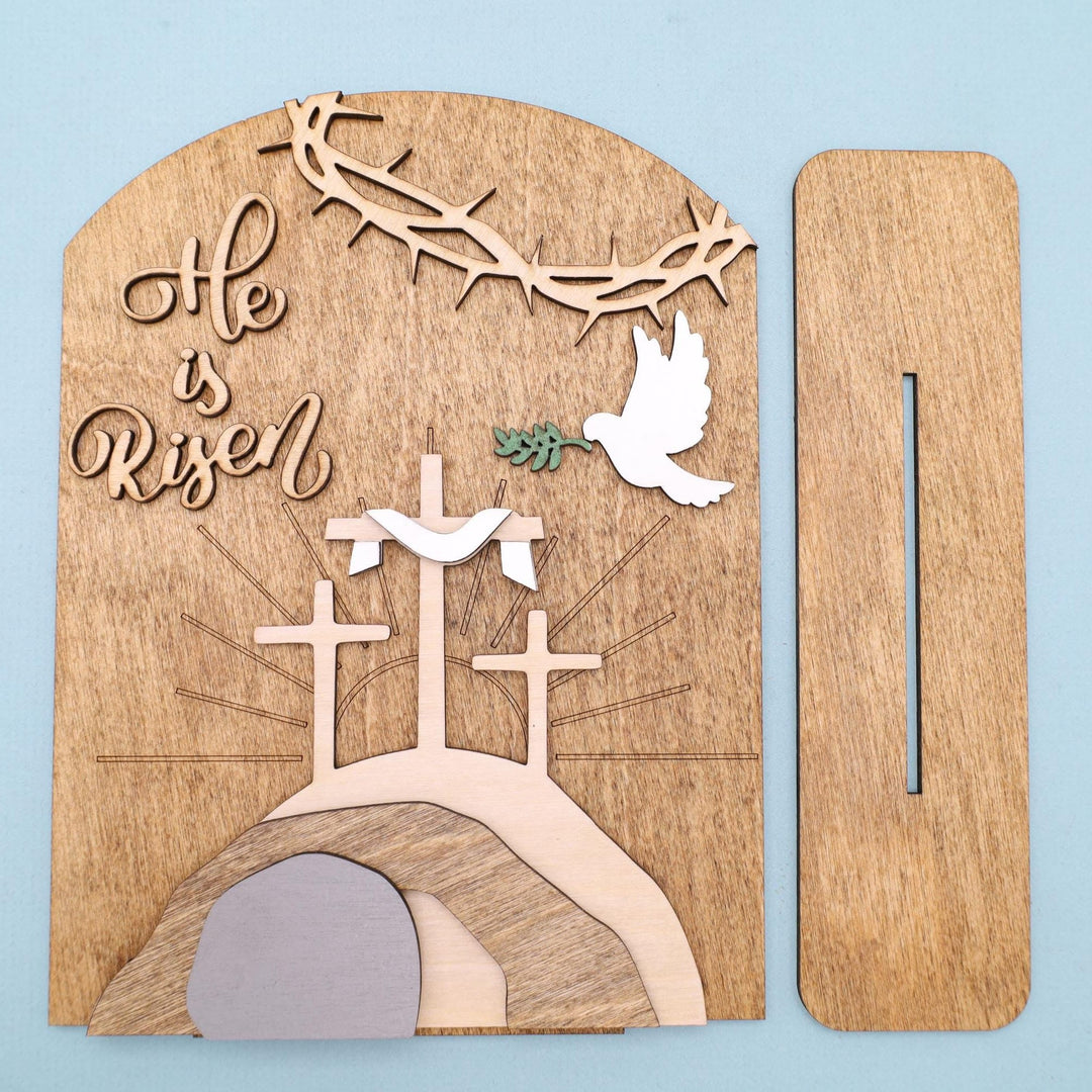 Christianartworkshop "Risen Hope" Easter Icon Set: Decorative Wooden Display with Cross and Tomb Designs - image 7