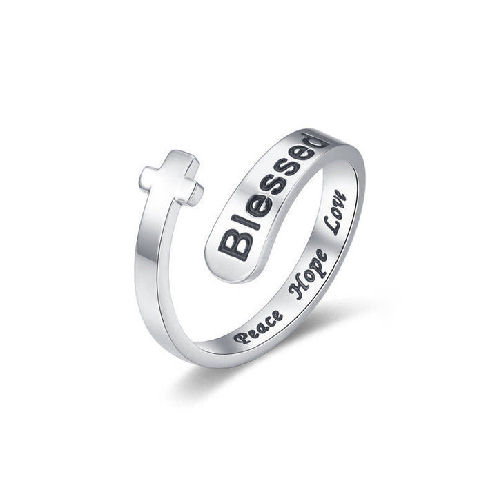 Christianartworkshop Blessed Cross Adjustable Faith Ring: Peace Hope Love - Adjustable - image 1