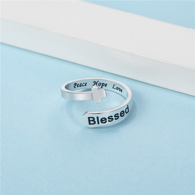 Christianartworkshop Blessed Cross Adjustable Faith Ring: Peace Hope Love - image 3