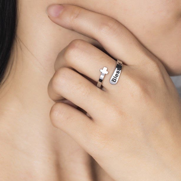 Christianartworkshop Blessed Cross Adjustable Faith Ring: Peace Hope Love - image 4