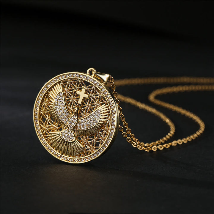 Christianartworkshop Holy Spirit Dove Heavenly Sparkle Necklace: A Radiant Symbol of Faith - image 0