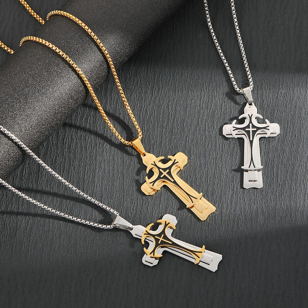 Christianartworkshop 3 Color Faith and Courage Cross Necklace: Embrace the Power of Belief - image 2