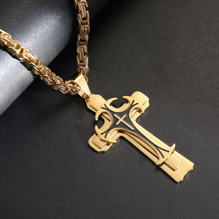Christianartworkshop 3 Color Faith and Courage Cross Necklace: Embrace the Power of Belief - Gold - 60cm Emperor Chain - Original Pendant - image 3