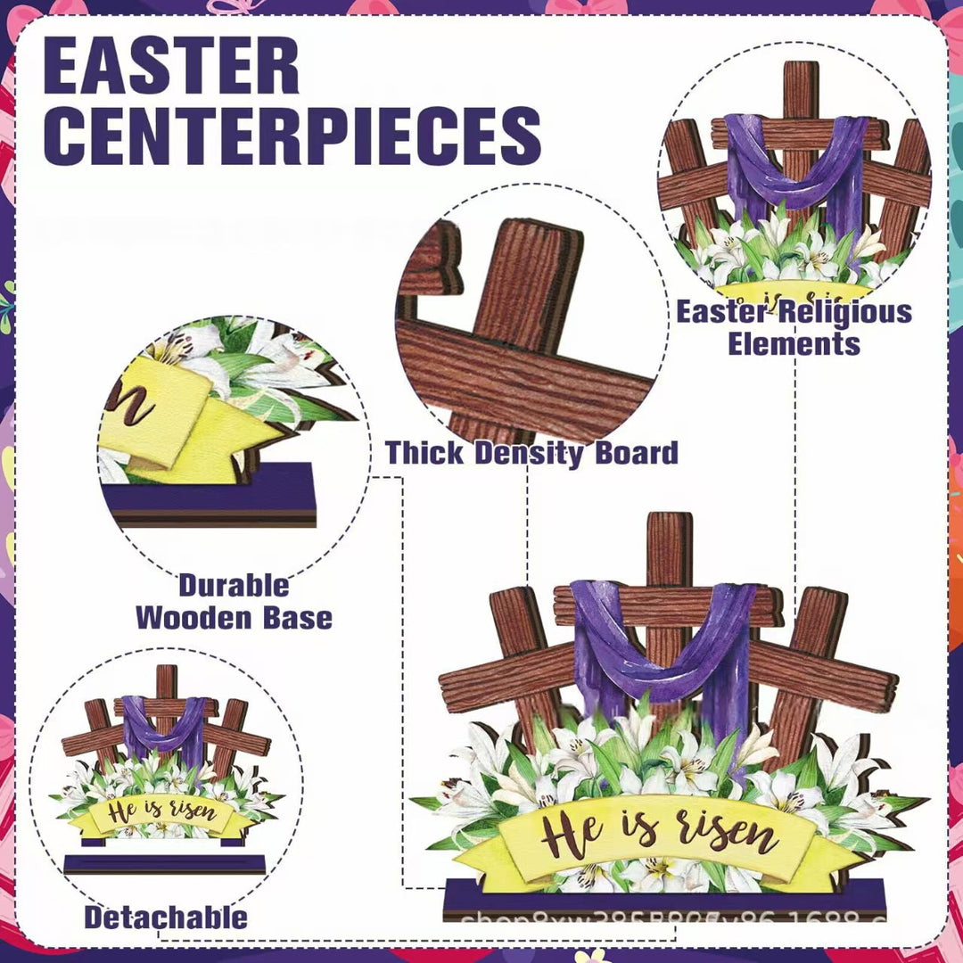 Christianartworkshop 6pcs/set "He Is Risen" - Inspirational Wooden Easter Decor Ornament - image 4