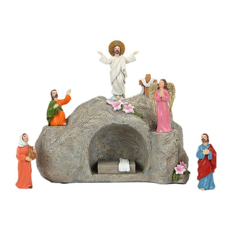 Christianartworkshop Resurrection Scene with Jesus, Angels, and Disciples - Illuminated Easter Nativity Ornament - image 6