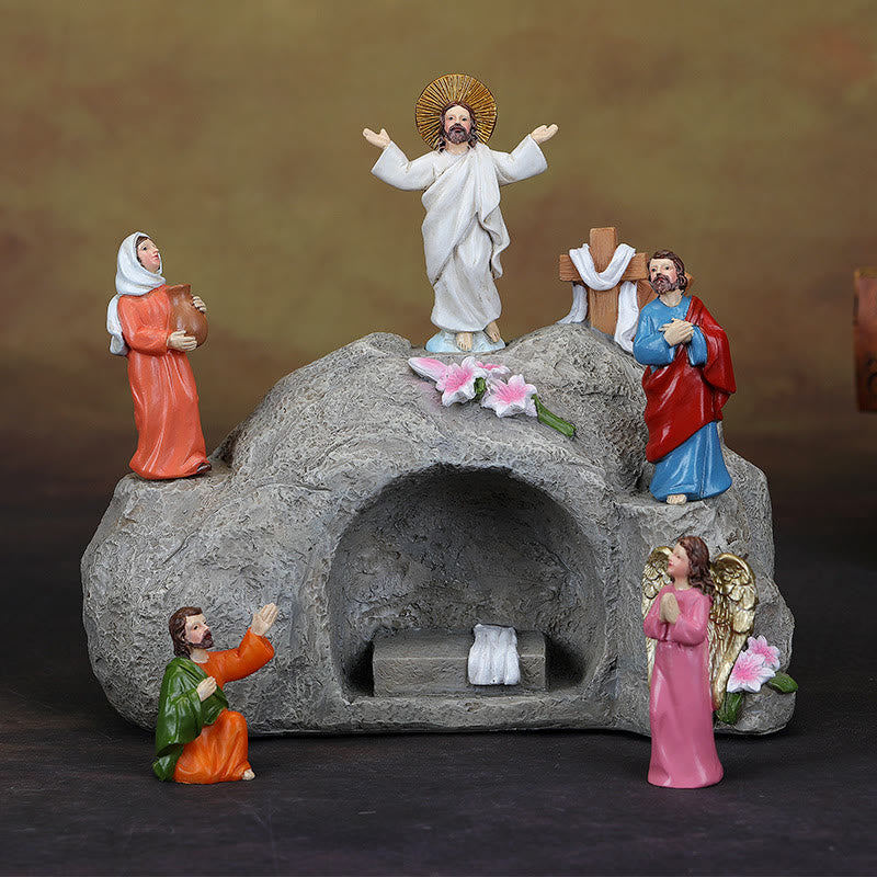 Christianartworkshop Resurrection Scene with Jesus, Angels, and Disciples - Illuminated Easter Nativity Ornament - image 4