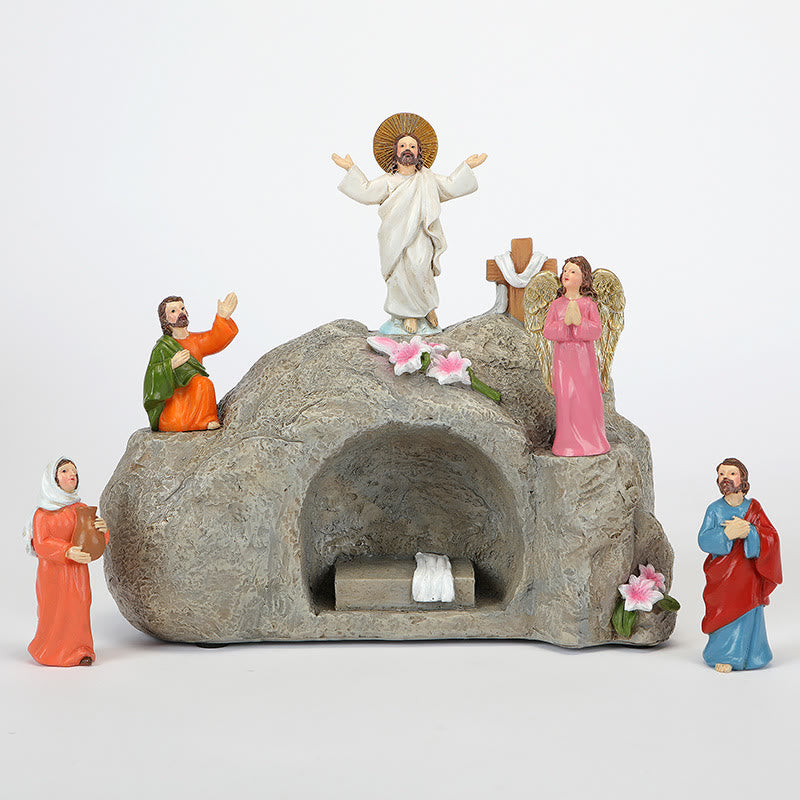 Christianartworkshop Resurrection Scene with Jesus, Angels, and Disciples - Illuminated Easter Nativity Ornament - image 5