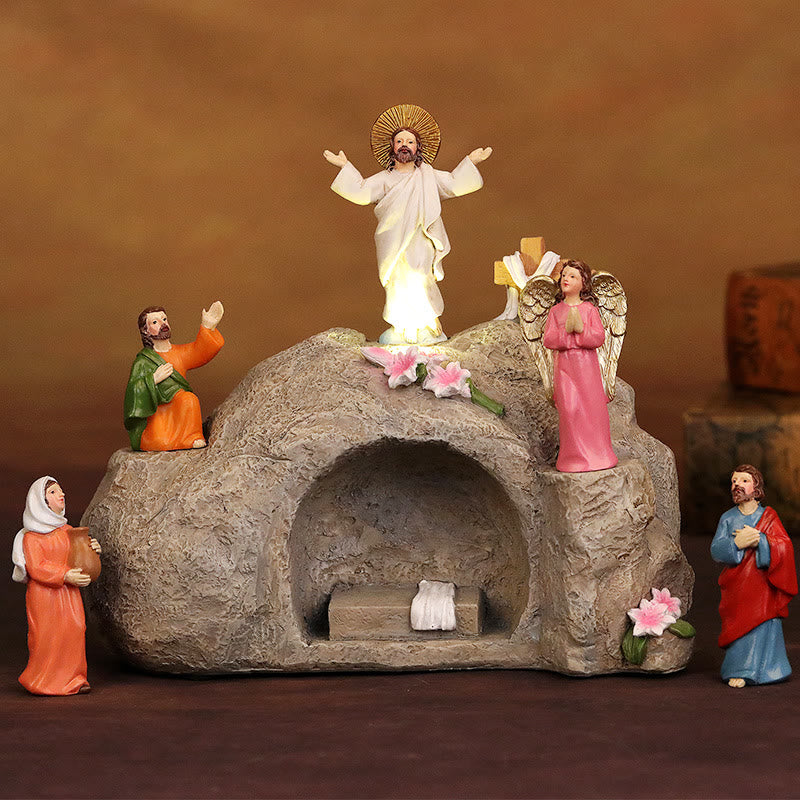 Native Disciples Christianartworkshop Resurrection Scene with Jesus, Angels, and Discip ...