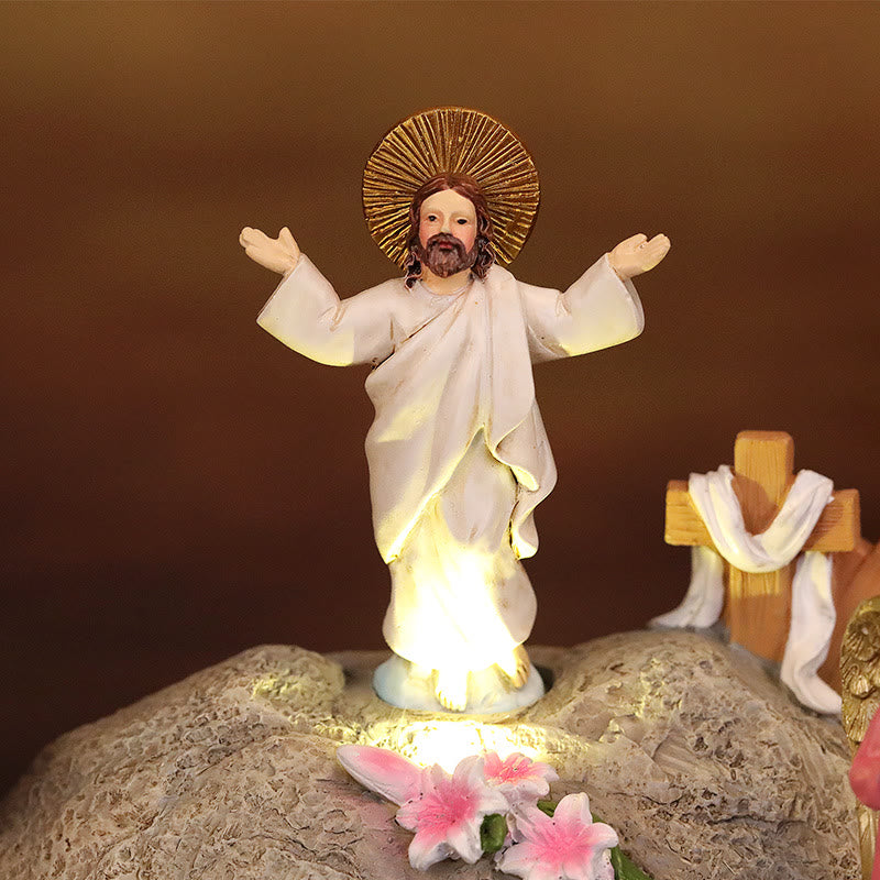 Christianartworkshop Resurrection Scene with Jesus, Angels, and Disciples - Illuminated Easter Nativity Ornament - image 3
