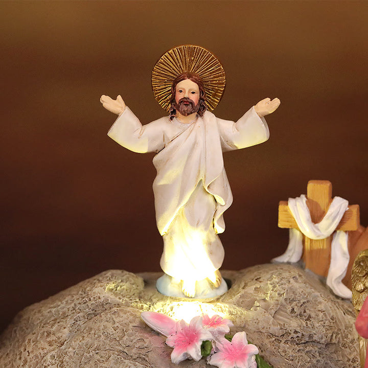 Christianartworkshop Resurrection Scene with Jesus, Angels, and Disciples - Illuminated Easter Nativity Ornament - image 3