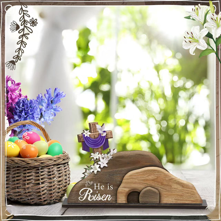 Christianartworkshop "He is Risen" Wooden Easter Ornament - image 3