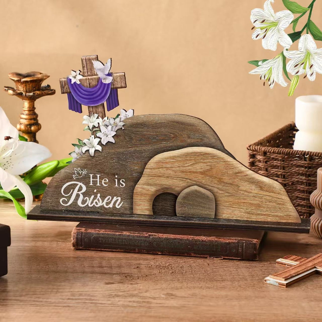 Christianartworkshop "He is Risen" Wooden Easter Ornament - He is Risen - image 1