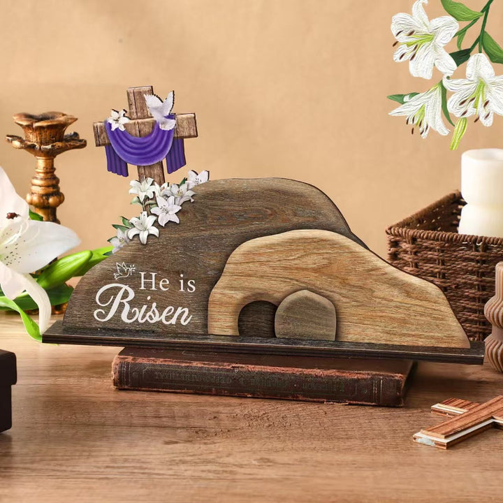 Christianartworkshop "He is Risen" Wooden Easter Ornament - He is Risen - image 1