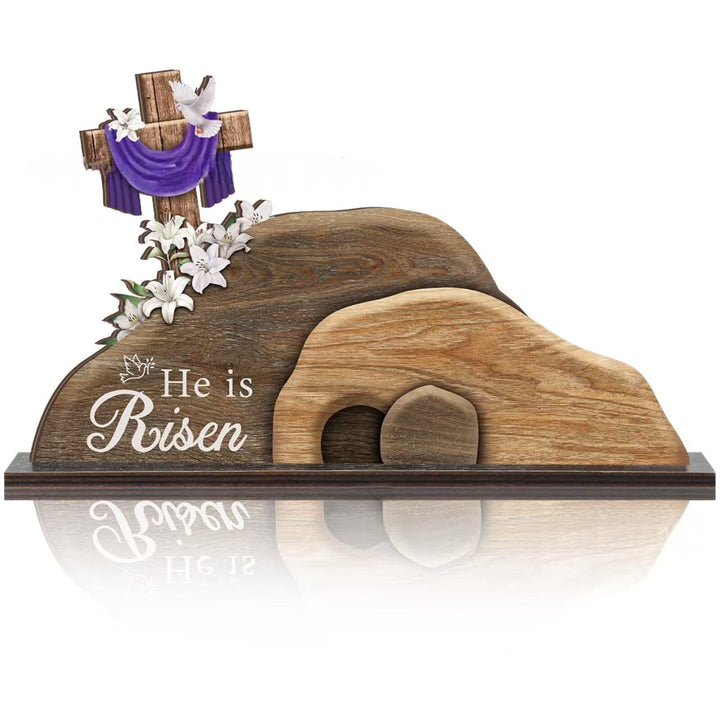 Christianartworkshop "He is Risen" Wooden Easter Ornament - image 2