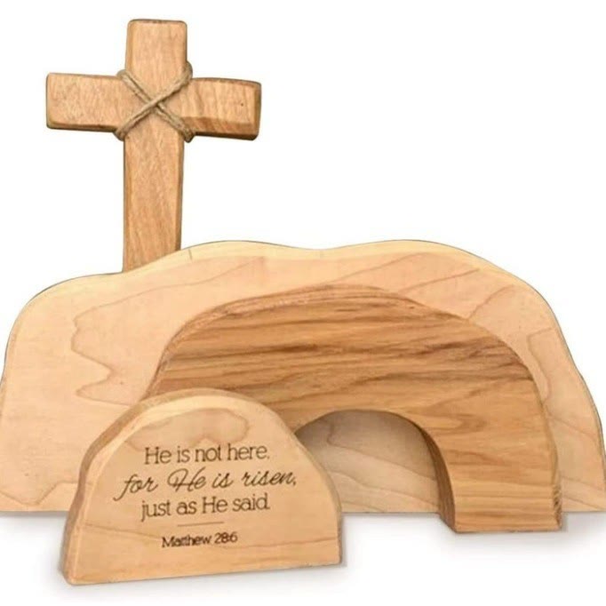 Christianartworkshop The Empty Tomb Easter Scene And Cross Ornament - Wood - image 1